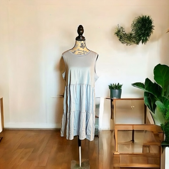 J.Crew arctic blue sleeveless knit tiered mini dress - Picture 8 of 8